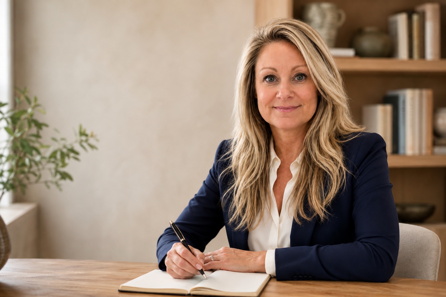 Lara Blackert writing in her office